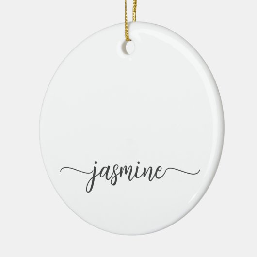Minimal White Girly Monogram Name Script Keramik Ornament (Links)