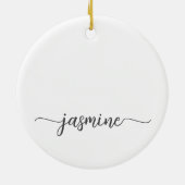 Minimal White Girly Monogram Name Script Keramik Ornament (Hinten)