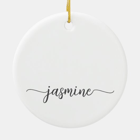 Minimal White Girly Monogram Name Script Keramik Ornament (Hinten)
