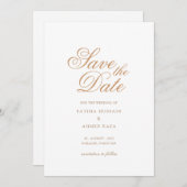 Minimal White Gold Save the Date Card (Vorne/Hinten)