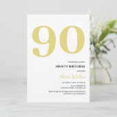 Minimal White Gold Typografie Geburtstag Einladung (Stehend Vorderseite)