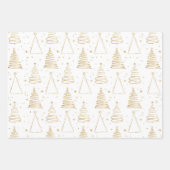 Minimal White Gold Weihnachtsbaum Geschenkpapier Set (Vorderseite)