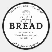 Minimal White Logo Bakery Sourdough Bread Sticker (Vorderseite)