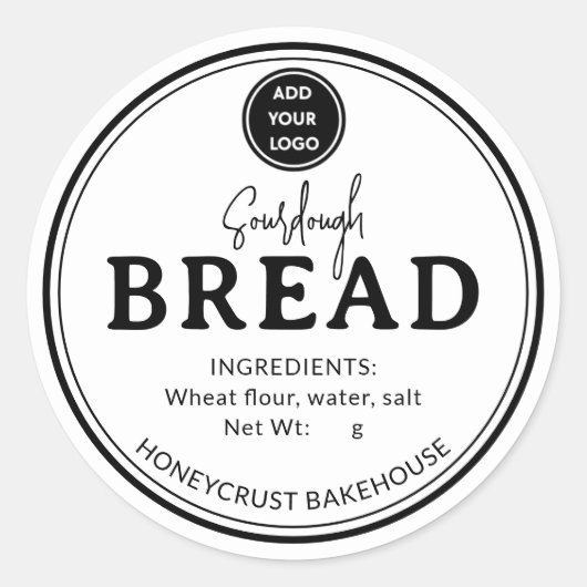 Minimal White Logo Bakery Sourdough Bread Sticker (Vorderseite)