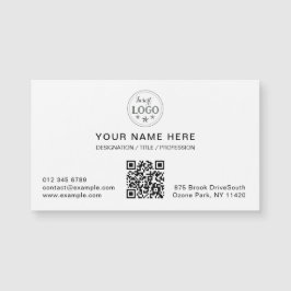 Minimal White Magnetic Card with Your Info Magnetkarte
