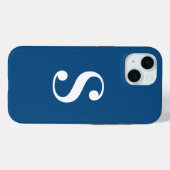 Minimal White Monogram auf Navy Blue Case-Mate iPhone Hülle (Rückseite (Horizontal))
