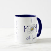 Minimal White Navy Watercolor Daisy Mother's Day  Tasse (VorderseiteRechts)