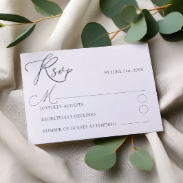 Minimal White RSVP Typography Wedding Karte