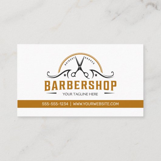 Minimal White & Rusty Brown Barber Shop Coiffeur Treuekarte (Rückseite)