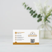 Minimal White & Rusty Brown Barber Shop Coiffeur Visitenkarte (Stehend Vorderseite)