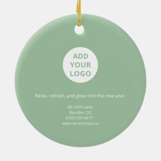 Minimal White & Sage Spa Ornament (Hinten)