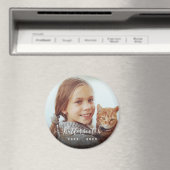 Minimal White Script Pet Name Overlay Memorial Magnet (In Situ (Geschirrspüler))