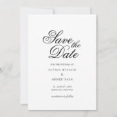 Minimal White Script Save the Date Card (Vorderseite)
