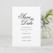 Minimal White Script Save the Date Card (Stehend Vorderseite)