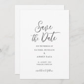 Minimal White Style Save the Date Card (Vorne/Hinten)