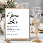 Minimal White Wedding Open Bar Poster