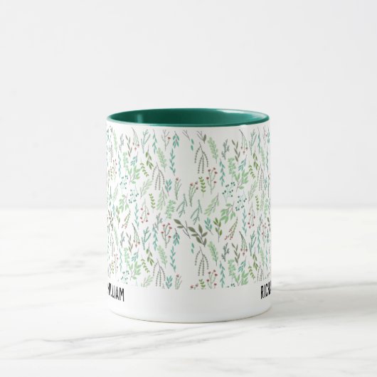 Minimal Wild Blume Eleganter Weihnachtskaffee Tasse (Zentrum)