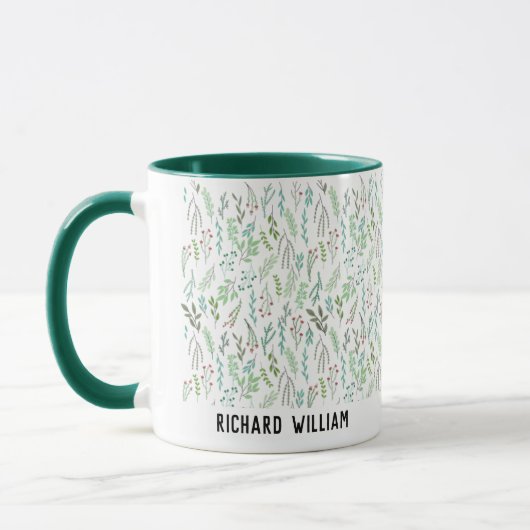 Minimal Wild Blume Eleganter Weihnachtskaffee Tasse (Links)