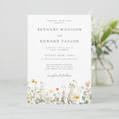 Minimal Wildflower All in One Wedding Einladung (Stehend Vorderseite)