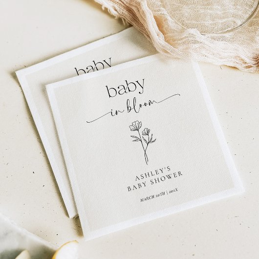 Minimal Wildflower Baby Shower Invitation Serviette