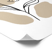 Minimal Wildflower Line Art Boho  Poster (Ecke)