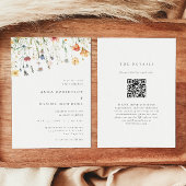 Minimal Wildflower QR Code Wedding Invitation Einladung