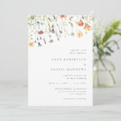 Minimal Wildflower QR Code Wedding Invitation Einladung (Stehend Vorderseite)