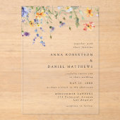 Minimal Wildflower Wedding Acryleinladungen (Vorderseite)