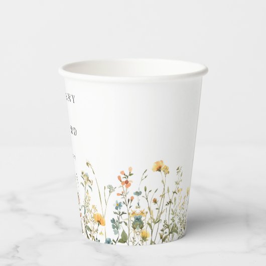 Minimal Wildflower Wedding Pappbecher (Rückseite)