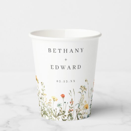 Minimal Wildflower Wedding Pappbecher (Links)