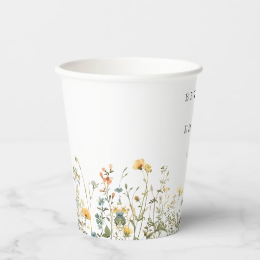 Minimal Wildflower Wedding Pappbecher (Vorderseite)