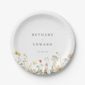 Minimal Wildflower Wedding Pappteller (Vorderseite)