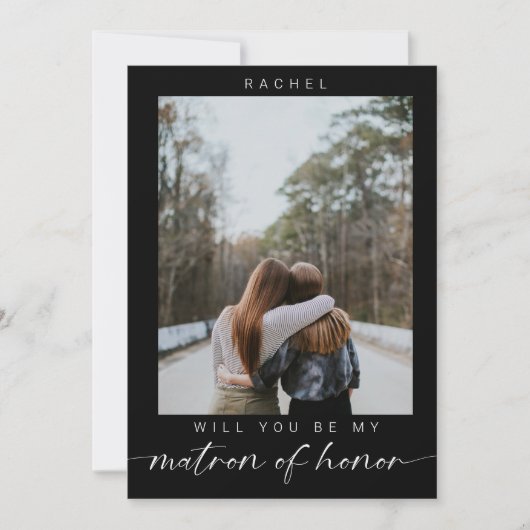 Minimal Will you be my Matron of Honor Photo Chic  Einladung (Vorderseite)