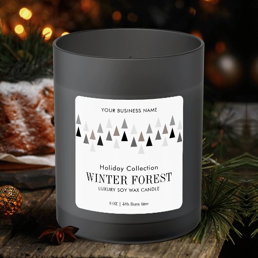 Minimal Winter Gray White Candle Label Packung Quadratischer Aufkleber