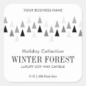 Minimal Winter Gray White Candle Label Packung Quadratischer Aufkleber (Vorderseite)