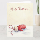 Minimal Winter Mitten Watercolor Christmas Art Karte (Vorderseite)
