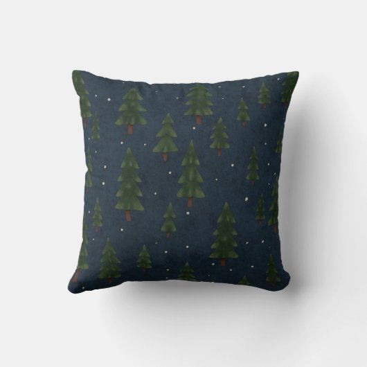 Minimal Winter Pine Tree Pattern Throw Pillow Kissen (Rückseite)