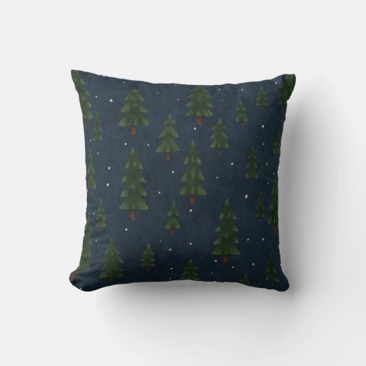 Minimal Winter Pine Tree Pattern Throw Pillow Kissen (Vorderseite)