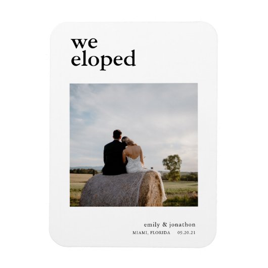 Minimal wir haben Foto Elopement Ankündigung Magnet (Vertikal)