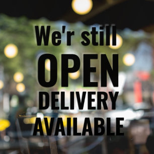 Minimal Wir sind noch geöffnet Schwarz Fensteraufkleber