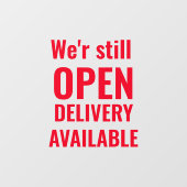 Minimal wir sind noch offen rot fensteraufkleber (Blatt)