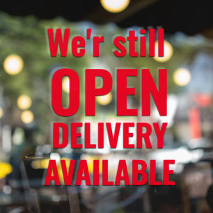 Minimal wir sind noch offen rot fensteraufkleber