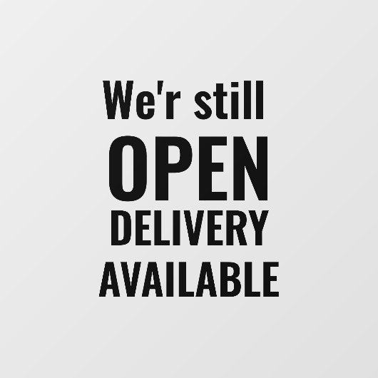 Minimal wir sind noch offen schwarz fensteraufkleber (Blatt)