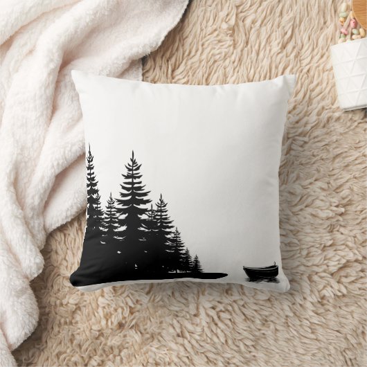 Minimal Woodland Black and White Pine Tree  Kissen (Decke)