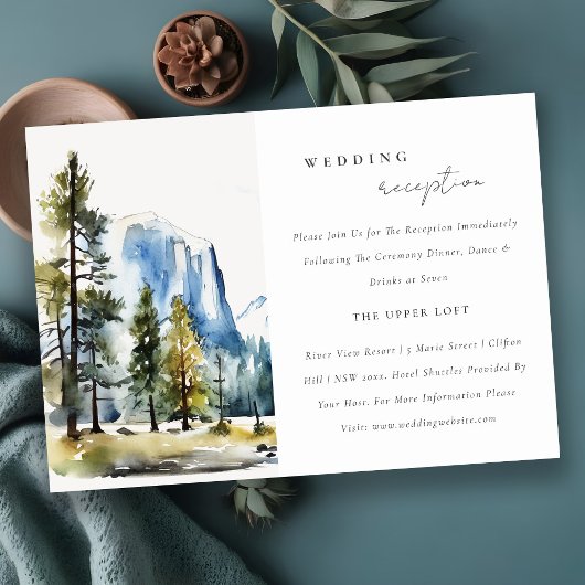 Minimal Yosemite Nationalpark Hochzeit Empfang Begleitkarte
