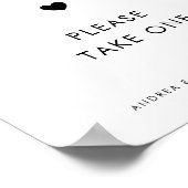 Minimal zartes Script & Herz Fans Hochzeitszeichen Poster (Ecke)