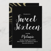 Minimal Zebra Sweet 16 Glitzer Imitate Foil Einladung (Vorne/Hinten)