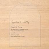 Minimal zeitgenössische Moderne Elegante Hochzeit Acryleinladungen (Vorderseite)