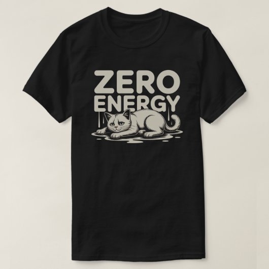 Minimal Zero Energy Cat Design T-Shirt (Design vorne)