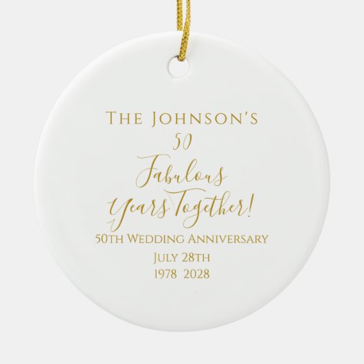 Minimal zum 50. Jubiläum des Golden Wedding Keramik Ornament (Vorne)